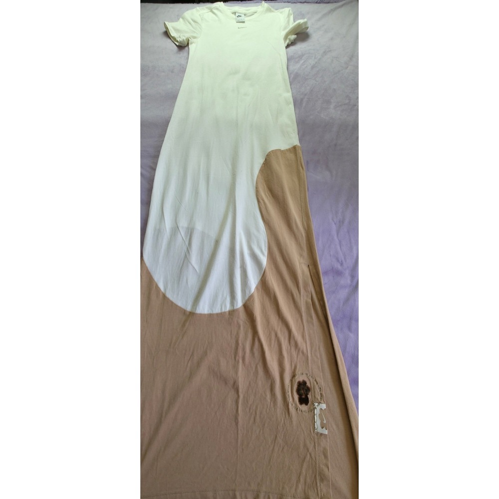 Nike Maxi Dress Womens XS Sail Hemp Colorblock Short Sleeve